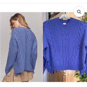 Pilcro Vibrant Purple Cable Knit Sweater Oversized Chunky